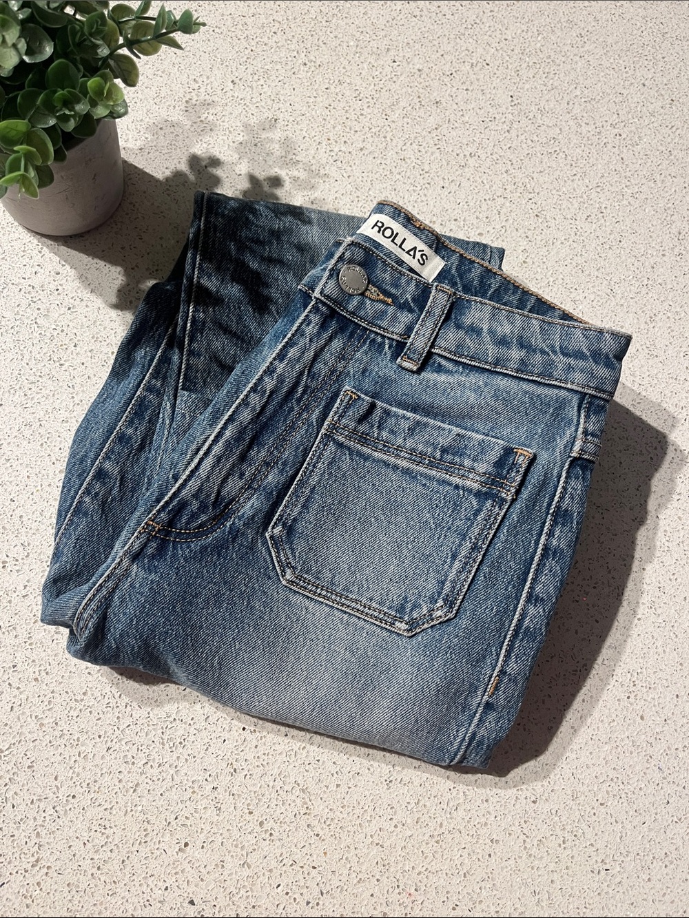 ROLLA’S Sz 24 Original High Rise Straight Jeans with Front Patch Pockets - Picture 3 of 15